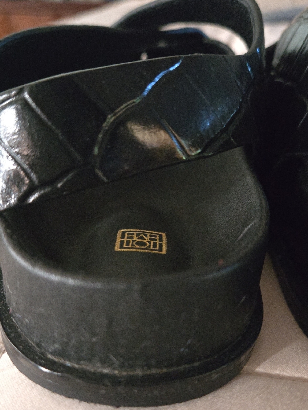Toteme Black Croc-Embossed Gladiator Sandals - Picture 13 of 15
